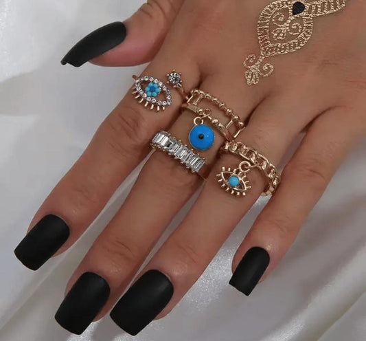 Viral Evil Eye Ring Set